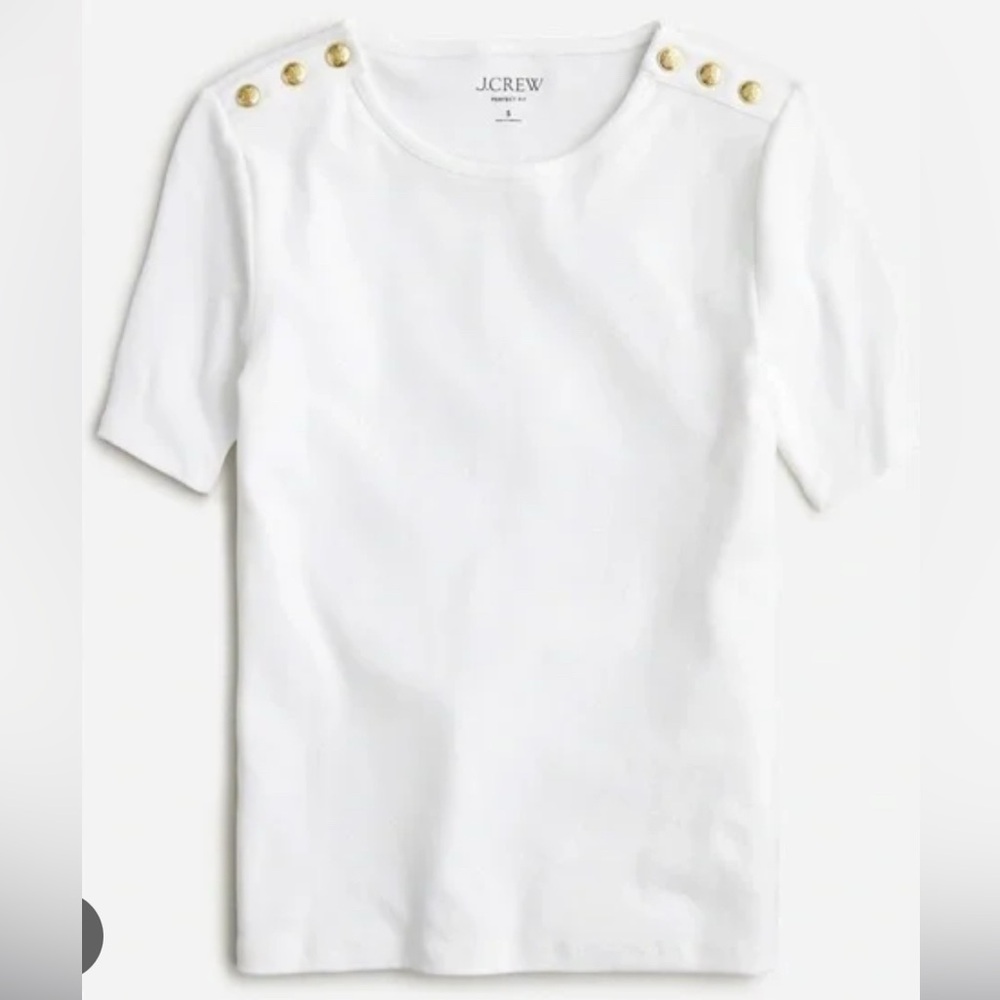 NWT J. Crew Perfect Fit Elbow Sleeve White with Buttons XL